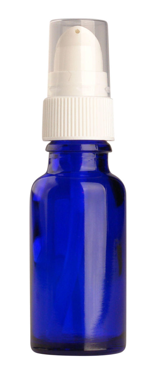 Fles 20ml blauw met Serum pompje / Dispenser  