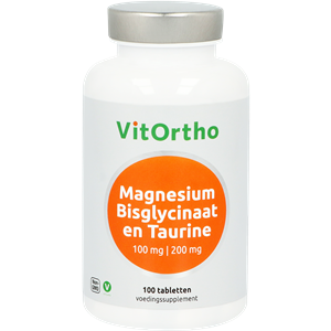 Magnesium Bisglycinaat 100 mg & Taurine 200 mg - 100comp- Vitortho / NOW