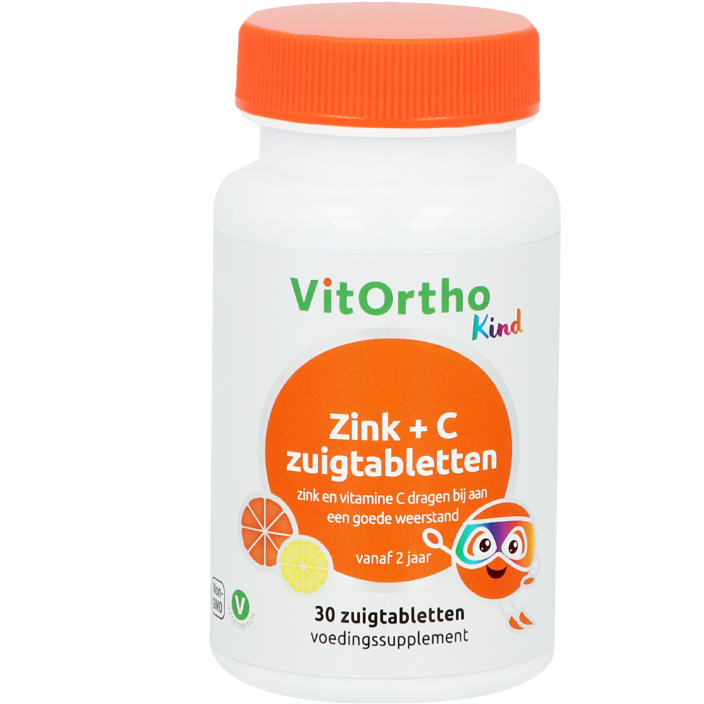  Zink + C zuigtabletten Kind - 30 Zuigtabletten - Vitortho