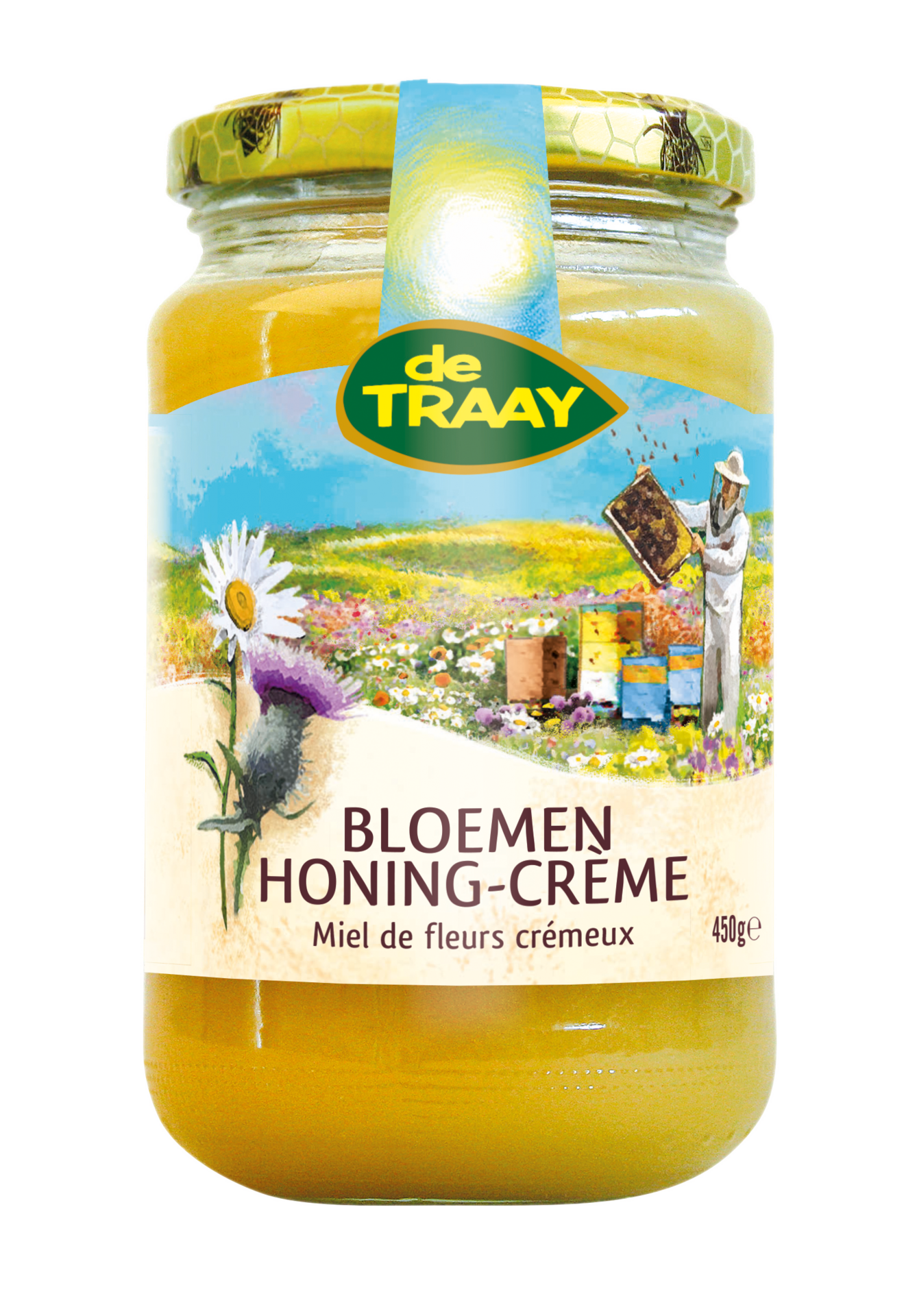 Bloemenhoning crème - 450 gram - De Traay