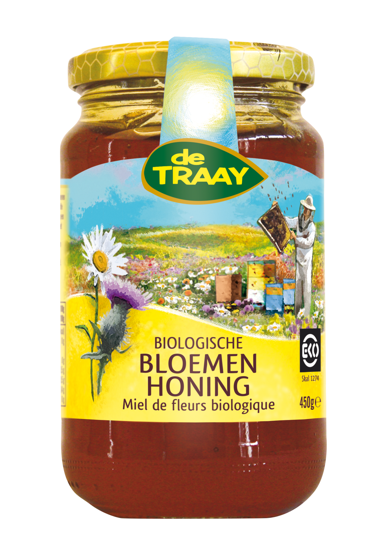 Bloemenhoning Vloeibaar BIO - 450 gram - De Traay