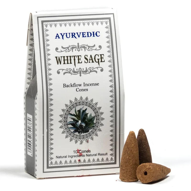 Ayurvedic White Sage  Backflow 10 Incense Cones
