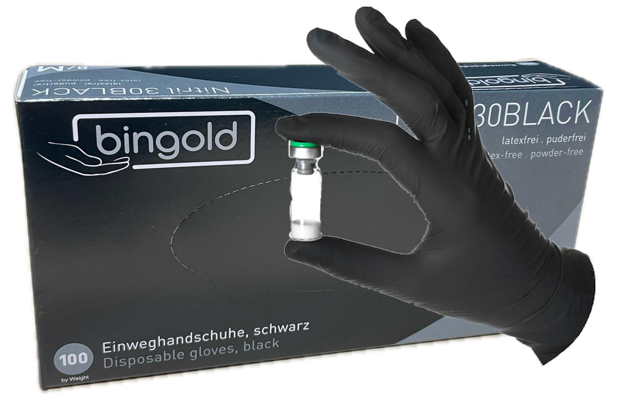 Bingold Handschoenen Nitril Zwart Poedervrij  - CE Keurmerk - 100st