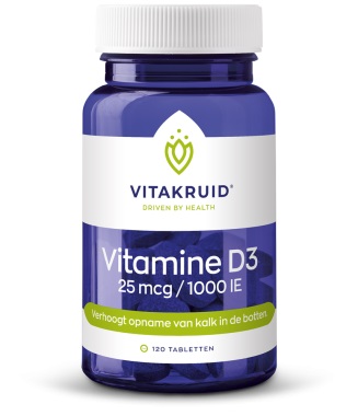 Vitamine D3 - 25 mcg / 1000 IE - 120 tabletten - Vitakruid