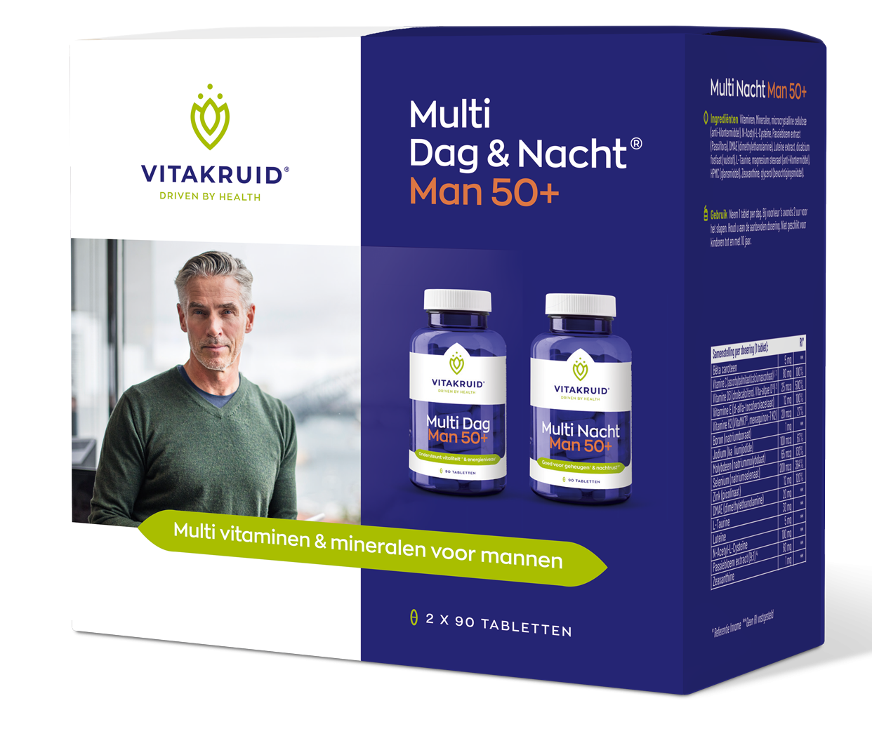 Multi Dag & Nacht&reg; Man 50+- 2x 90 tabletten - Vitakruid