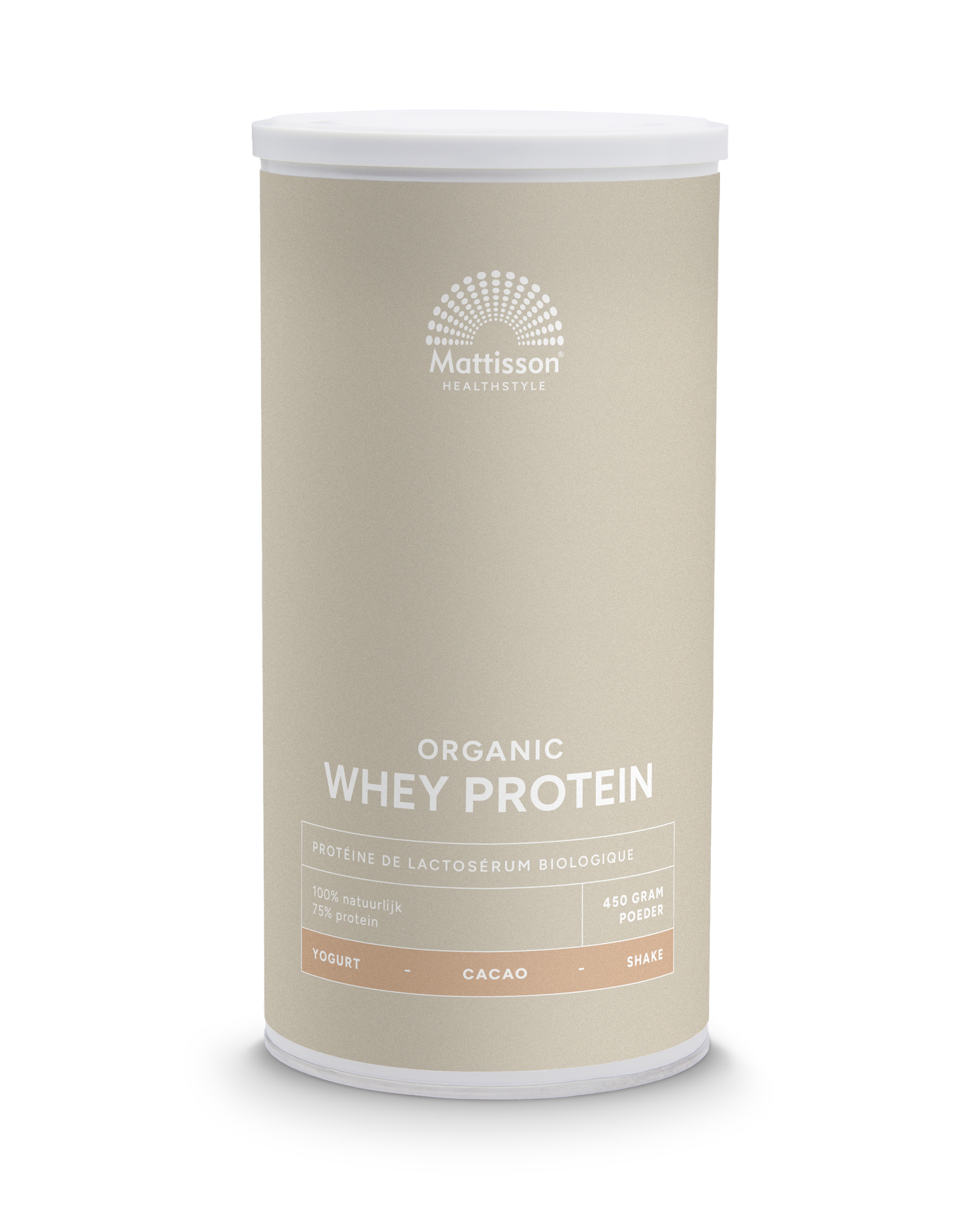 Wei Proteïne Cacao Biologisch 75% - 450g - Mattisson