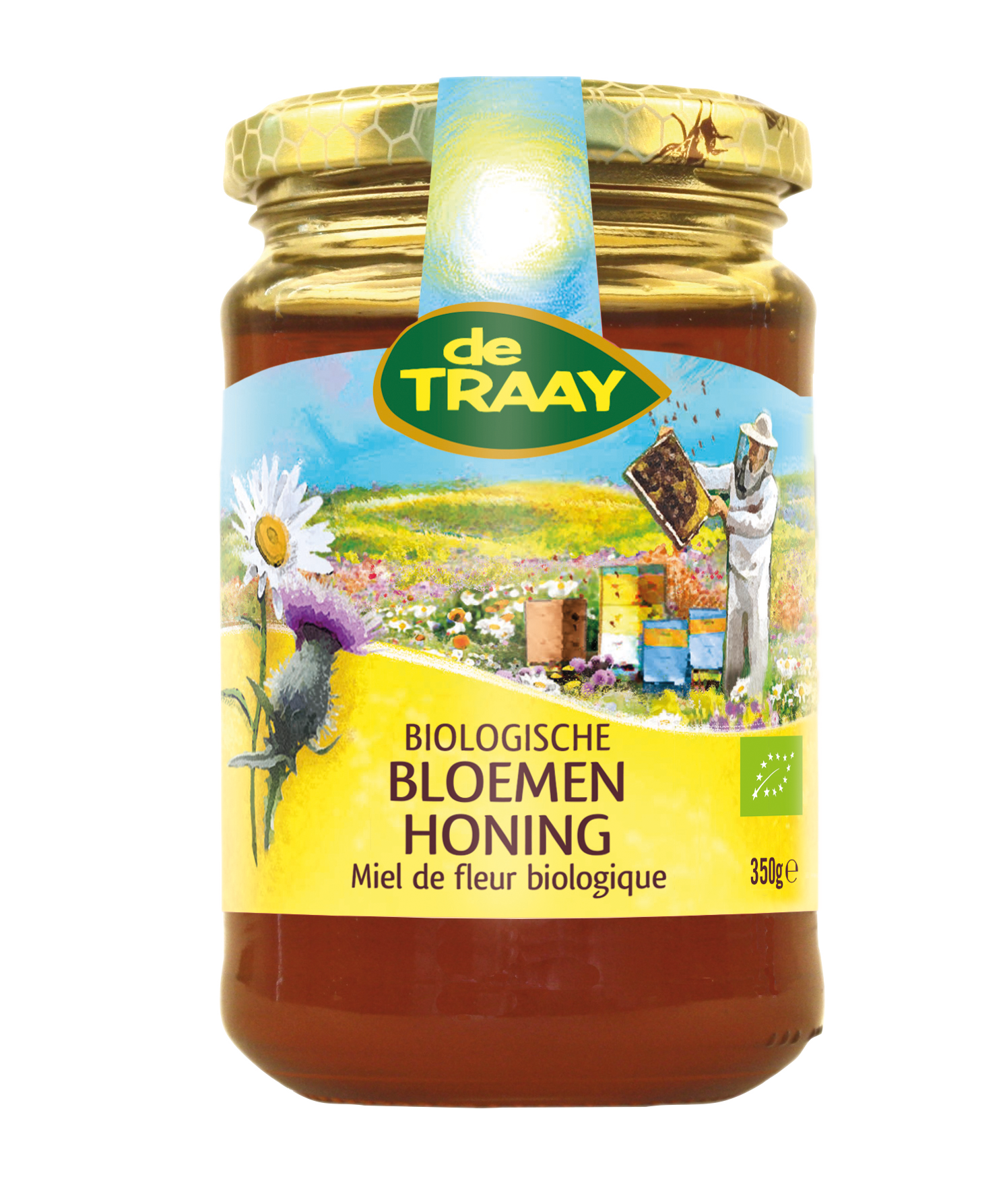 Bloemenhoning Vloeibaar BIO - 350 gram - De Traay