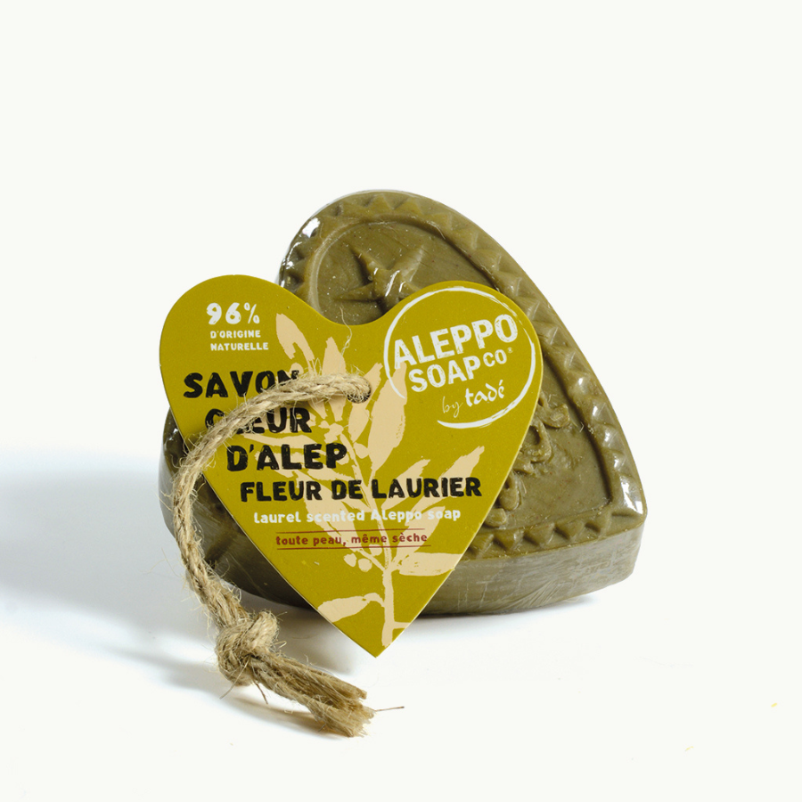 Aleppo Soap Co &ndash; Savon d&rsquo;Alep Hart Fleur de Laurier met touw - 150 gram