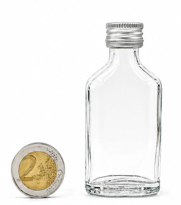 lege shotflesjes 20 ml met zilveren dop