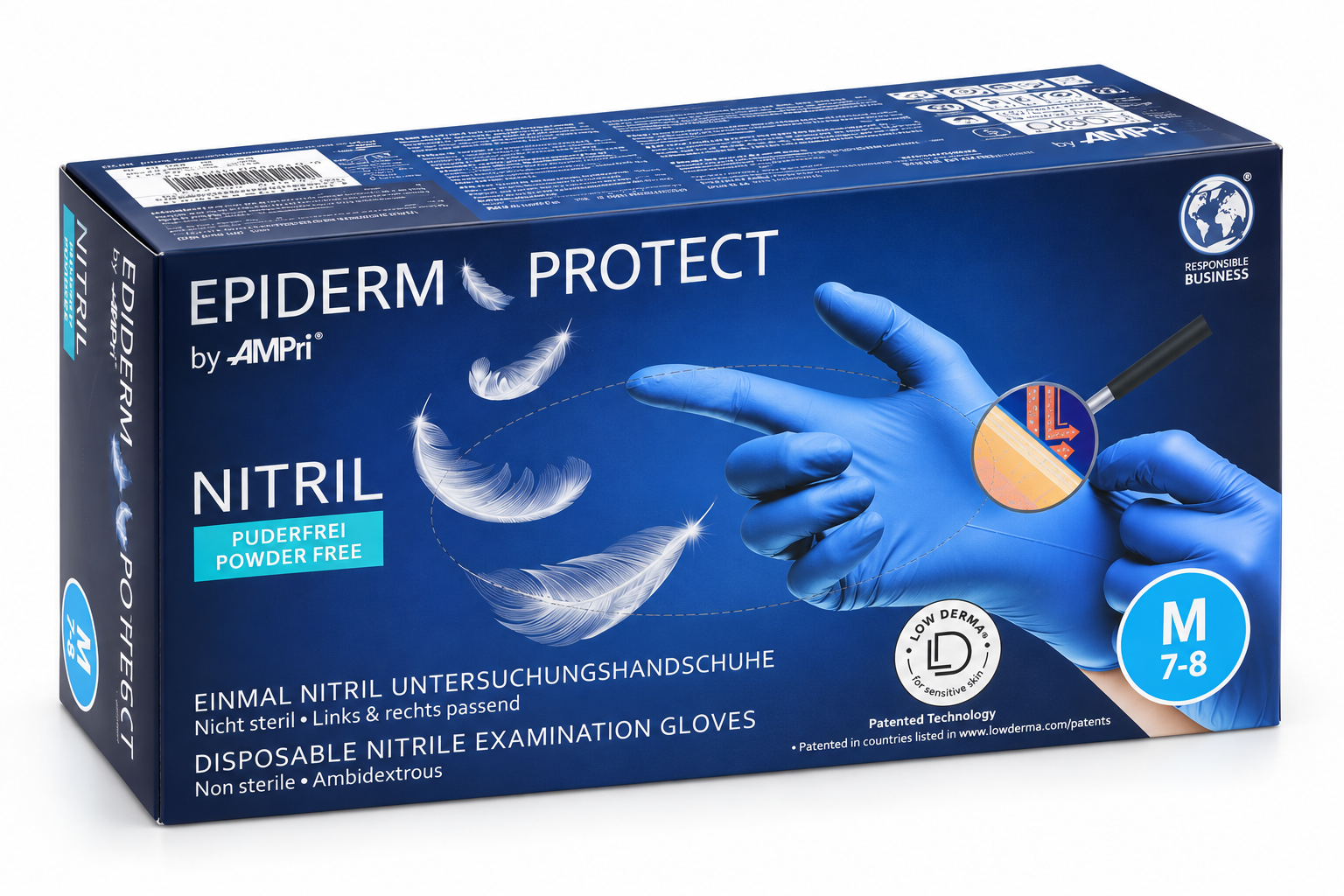 EpidermProtect nitril onderzoekshandschoenen blauw maat M 100 stuks