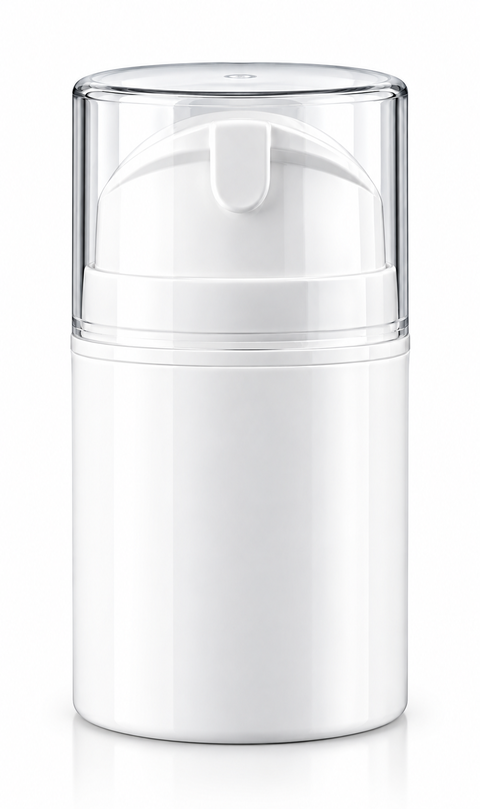 Witte airless dispenser 50 ml met transparante kap