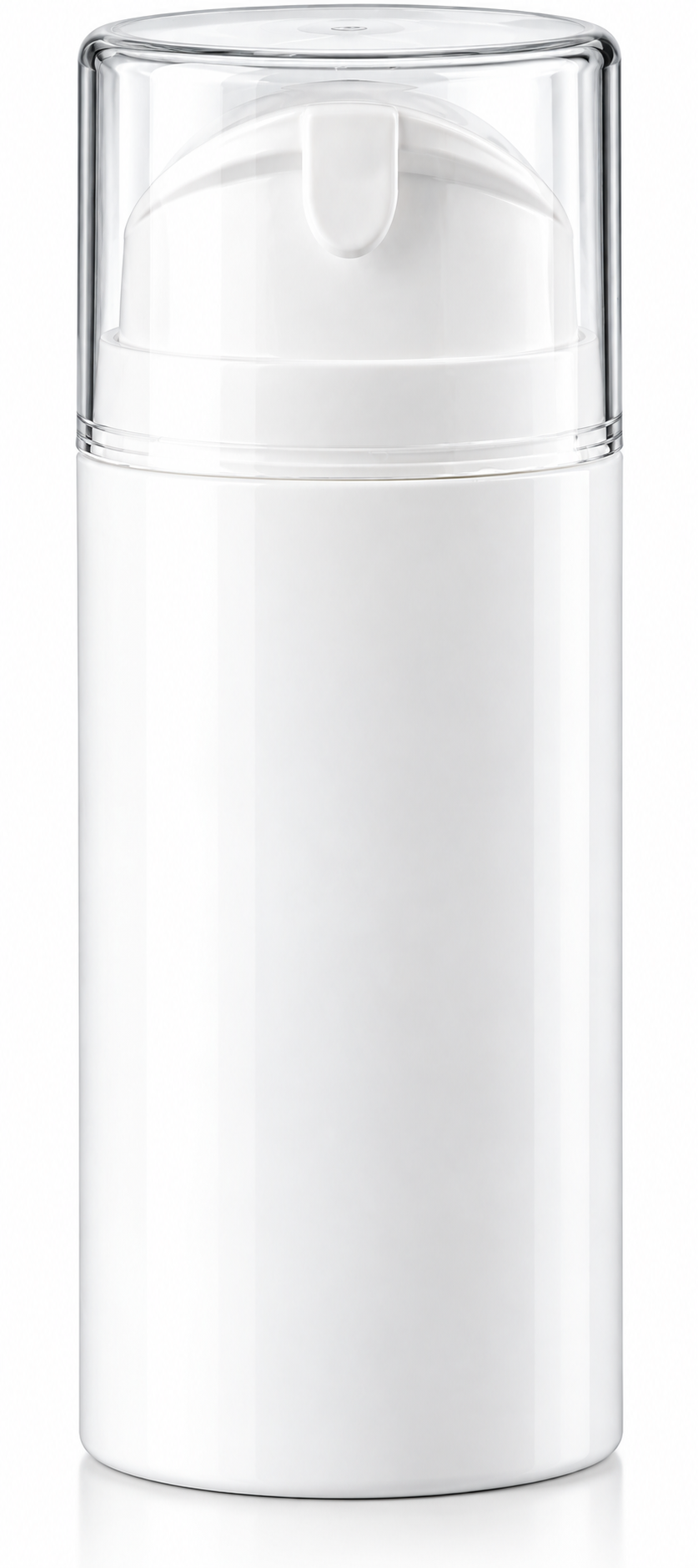 Witte airless dispenser 100 ml met transparante kap