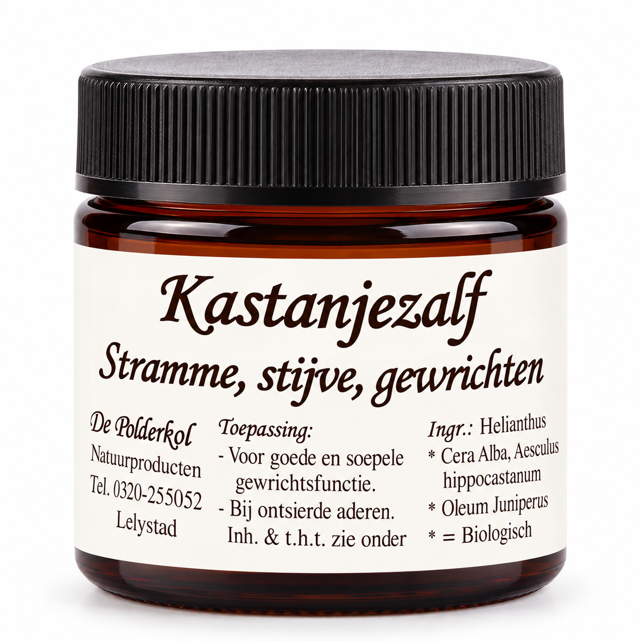 De Polderkol biologische Kastanjezalf EKO met paardenkastanje 60 ml