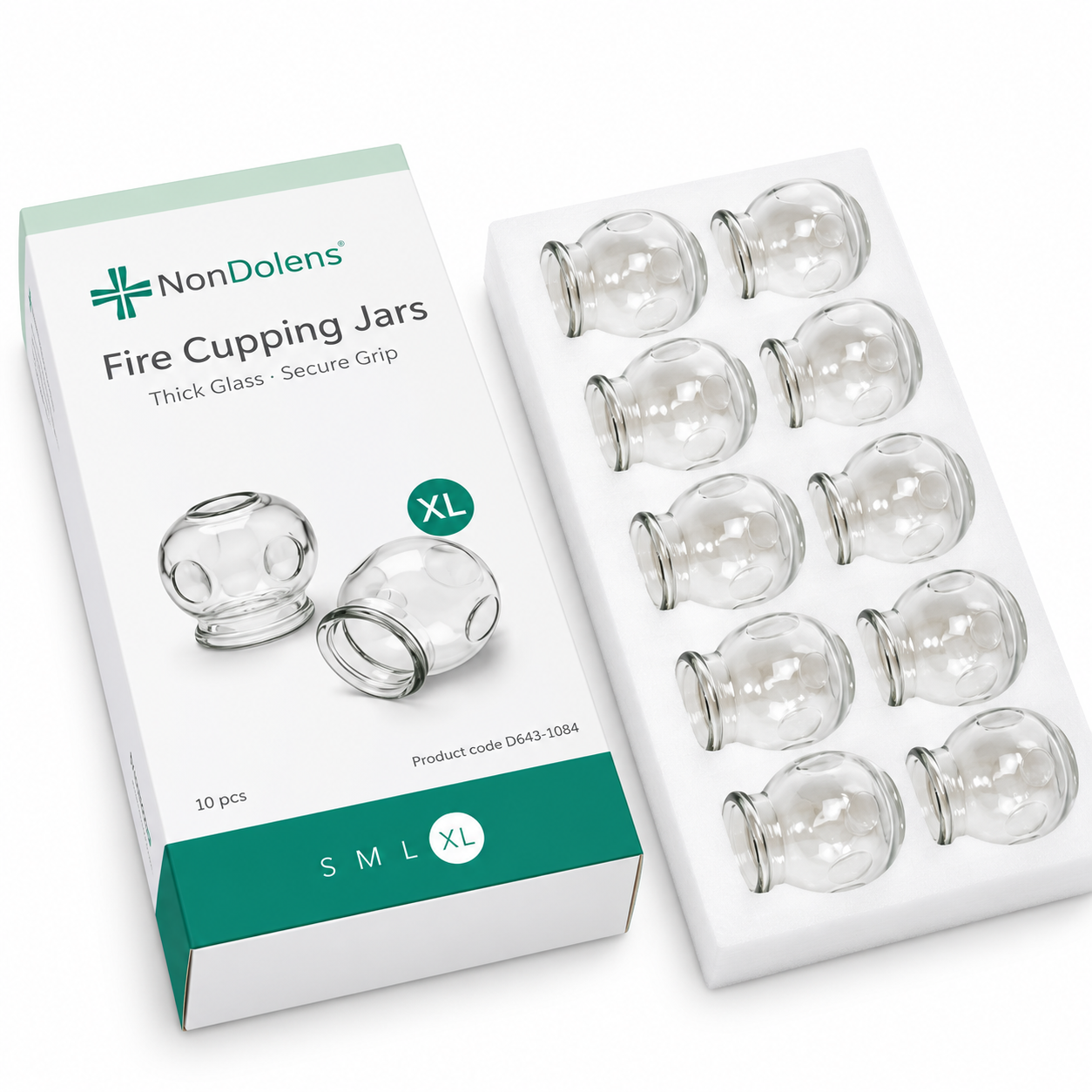 Vuurcupping glazen set met 10 glazen maat XL