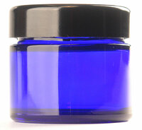 Zalfpot / Crèmepot Kobalt Blauw Glas 50ml met Zwart Deksel