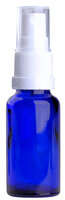 Fles 20ml Blauw Glas met Witte Spraydop / Verstuiver