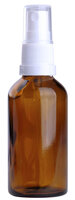 Fles 50ml Amber Glas met Witte Spraydop / Verstuiver