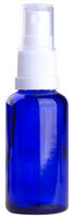 Fles 30ml Blauw Glas met Witte Spraydop / Verstuiver
