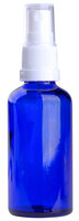 Fles 50ml Blauw Glas met Witte Spraydop / Verstuiver