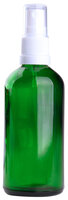 Fles 100ml Groen Glas met Witte Spraydop / Verstuiver