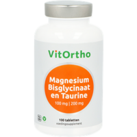 Magnesium Bisglycinaat 100 mg en Taurine 200 mg - 100tabl - Vitortho / NOW