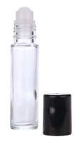Rollerflesje 10ml - Helder Glas - Zwarte Dop