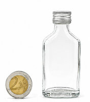 Glazen Mini Shot Flesje - 20 ml - met Zilveren Aluminium Dop